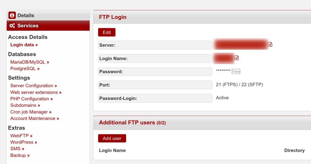 How to access my FTP details