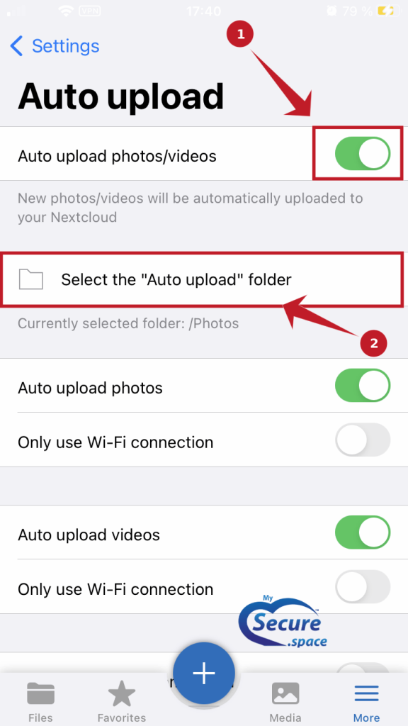 How to automatically synchronize iphone ipad photo video nextcloud step 3